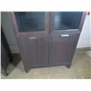 Image 3 : Wooden Display Cabinet w/ Glass Doors & Undershelves 35"x18"x74"H