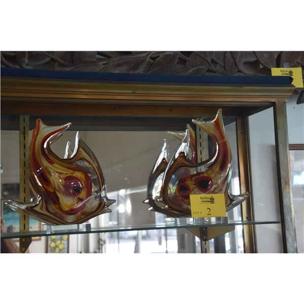 MURANO STYLE GLASS FISH SCULPTURES (PAIR)