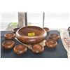 Image 1 : LARGE WOODEN SALAD BOWL W/SERVING BOWLS (9 PCS)