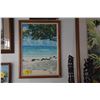 Image 1 : KOA FRAMED ACRYLIC ON BOARD, "BEACH SCENE"; SIGNED RUSSELL LOWERY (26 1/4" X 36 1/4")