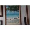 Image 2 : KOA FRAMED ACRYLIC ON BOARD, "BEACH SCENE"; SIGNED RUSSELL LOWERY (26 1/4" X 36 1/4")