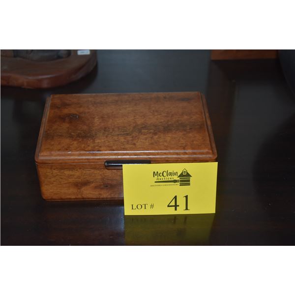 KOA BOX W/VELVET LINING; SIGNED