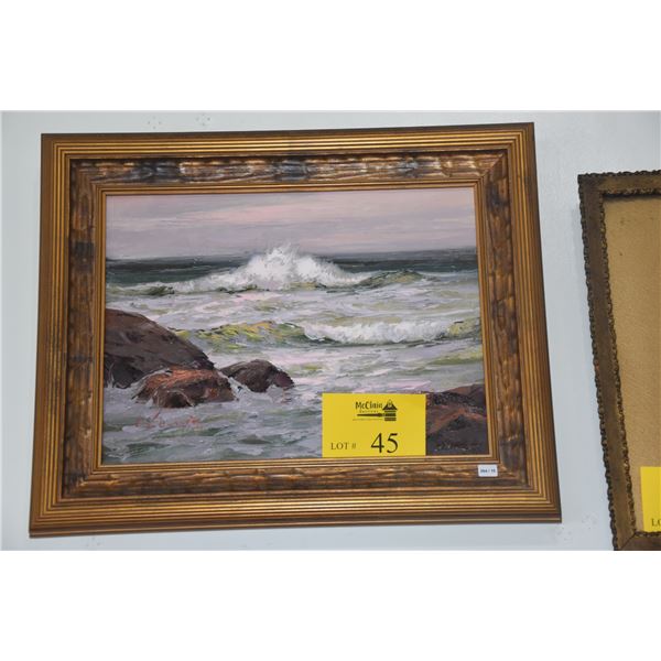 FRAMED OIL ON CANVAS, SEASCAPE; SIGNED C. LEWIS (20 3/4" X 16 3/4")