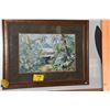 Image 1 : FRAMED OLD STYLE-HAWAIIAN JUNGLE SURF SHACK PRINT FROM AN ORIGINAL WATERCOLOR BY PEGGY CHUN (36 1/2"