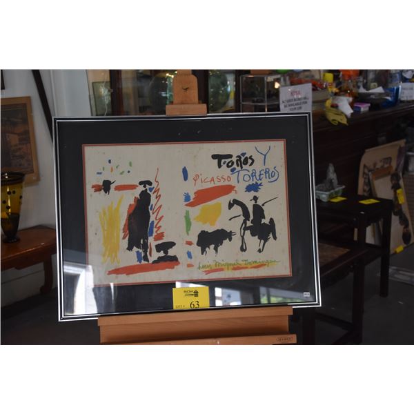 FRAMED PRINT W/PICASSO & LUIS MIGUEL DOMINGUEZ (THE COVER ART OF TOROS Y TOREROS) (30 1/4" X 23 1/4"