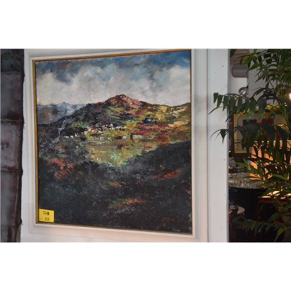 FRAMED OIL ON CANVAS, MOUNTAIN VIEW; SIGNED RUDOLPH (41 1/2" X 41 1/2")