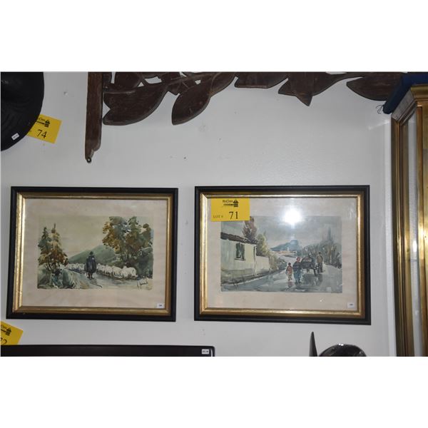 FRAMED WATERCOLORS, SIGNED (18  X 14 ) (2 PCS)