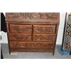 Image 3 : HIGHLY CARVED CHINESE DROP FRONT DESK W/5 DRAWERS
