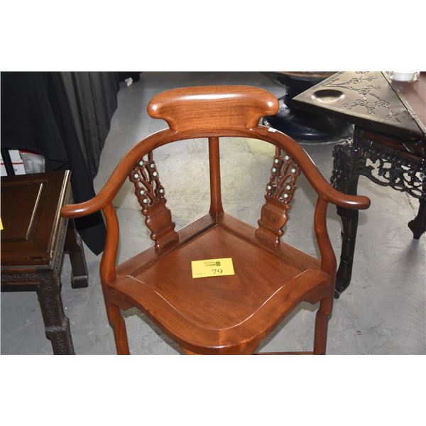 CHINESE HUALI CORNER CHAIR W/JADE CHINESE ACCENTS