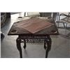 Image 10 : ANTIQUE CHINESE DRAGON HARDWOOD DROP LEAF GAME TABLE (30" X 30")