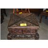 Image 1 : ANTIQUE CHINESE DRAGON HARDWOOD DROP LEAF GAME TABLE (30" X 30")
