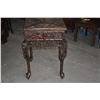 Image 3 : ANTIQUE CHINESE DRAGON HARDWOOD DROP LEAF GAME TABLE (30" X 30")