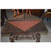 Image 7 : ANTIQUE CHINESE DRAGON HARDWOOD DROP LEAF GAME TABLE (30" X 30")