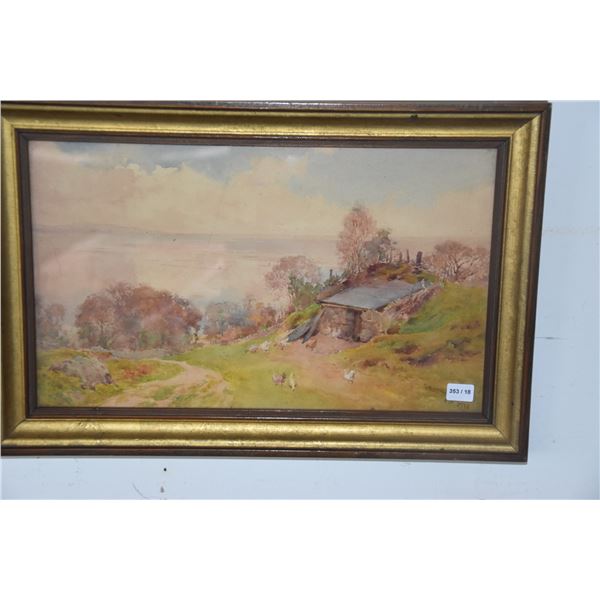 FRAMED WATERCOLOR; SIGNED 1938 (15  X 10 )