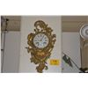 Image 1 : FRENCH BRONZE GILT WALL CLOCK, JOSEPHE DELAAN-A PARIS (13" X 23")