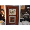 Image 2 : ANTIQUE WOODEN CASE WALL CLOCK W/BIRD MOTIF (15 1/2" X 26")