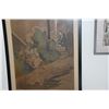 Image 3 : FRAMED JAPANESE SCROLL PAINTING, TEMPLE FIGURES W/INCENSE (19" X 37 1/2")