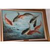 Image 2 : FRAMED OIL ON CANVAS, "THE JOY OF KOI"; AKIO YAMANE 1982 (44" X 38")