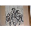 Image 2 : FRAMED BARCIC CHARCOAL PAINTING, AFRICAN PEOPLE; SIGNED