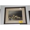 Image 1 : FRAMED STILL LIFE PAINTING, PEACHES; SIGNED J.H. CLARK (26 1/2" X 22")