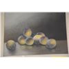 Image 2 : FRAMED STILL LIFE PAINTING, PEACHES; SIGNED J.H. CLARK (26 1/2" X 22")