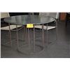 Image 2 : WALTER LAMB 42 1/2" ROUND GLASS TOP TABLE W/COPPER BASE & WALTER LAMB COPPER ARM CHAIRS (5 PCS)