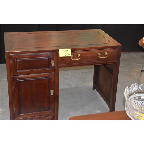 VINTAGE CHINESE HARDWOOD DESK W/3 DRAWERS (1 W/FILE DRAWER) (42  X 23  X 31 )