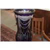 Image 3 : VINTAGE AMETHYST CUT TO CLEAR CUT GLASS VASE (22" X 8")