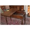 Image 5 : ANTIQUE AMERICAN 19TH CENTURY FOLD OVER TOP SQUARE TABLE RAISED ON CYLINDRICAL LEGS CARVED W/RING & 