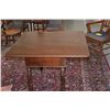 Image 7 : ANTIQUE AMERICAN 19TH CENTURY FOLD OVER TOP SQUARE TABLE RAISED ON CYLINDRICAL LEGS CARVED W/RING & 
