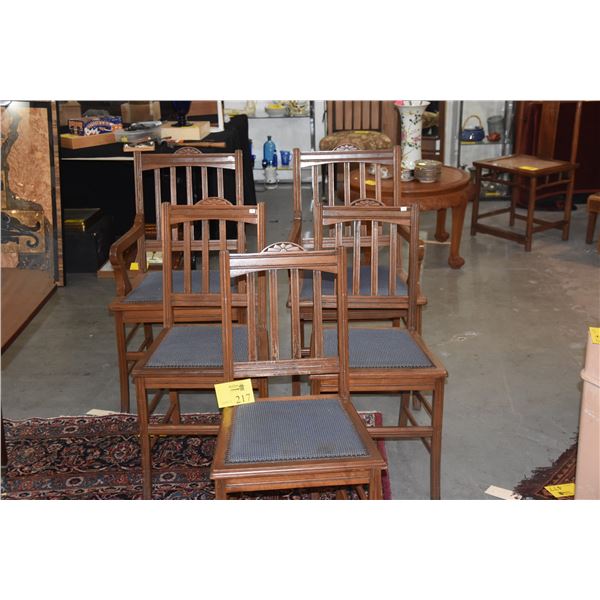 VINTAGE WOOD CHAIRS (2 ARM & 3 SIDE) (5 PCS)