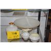 Image 1 : LENOX 10 3/4" SCALLOPED PEDESTAL BOWL, LENOX 5" GILT PORCELAIN VASE & PORCELAIN BELLEEK CREAMER & SU