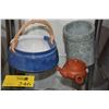 Image 1 : JEFF CHANG CERAMIC BASKET, MARBLE ICE BUCKET & CERAMIC TEA POT (3 PCS)