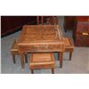 Image 1 : CARVED CHINESE FOLDING GAME TABLE W/4 FOLDING STOOLS (5 PCS)