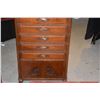 Image 2 : TEAK STORAGE CABINET W/5 DRAWERS & 2 DOORS (22" X 22" X 40")