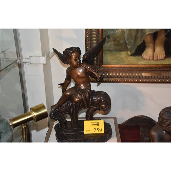 PAIR BRONZED WINGED PUTTI W/MUSICAL INSTRUMENTS (20" X 13") (PAIR)