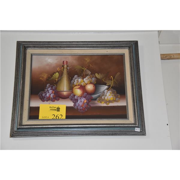 FRAMED OIL PAINTING, STILL LIFE (21" X 17")