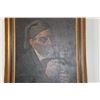 Image 2 : HAND PAINTED CANVAS OF OLD MAN W/PIPE; SIGNED K. HUB (21" X 25")