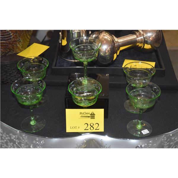 ETCHED GREEN STEMWARE (6 PCS)