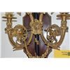 Image 5 : PAIR FRENCH BAROQUE WALL LIGHT SCONCES, WOOD W/GILT BRONZE GOATS (30")
