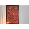 Image 1 : FRAMED ABSTRACT IN RED; SIGNED JOHN  YOUNG (26 3/4" X 38 1/2")