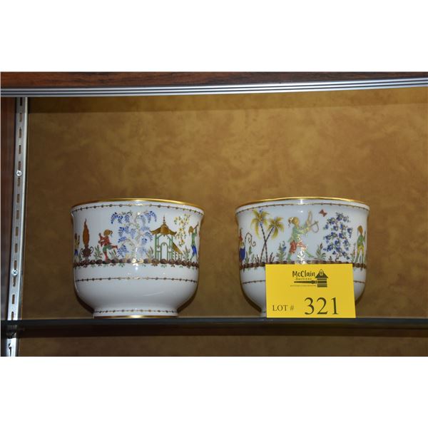 TIFFANY & CO. HAND PAINTED FLOWER POTS, MADE IN FRANCE (PAIR)