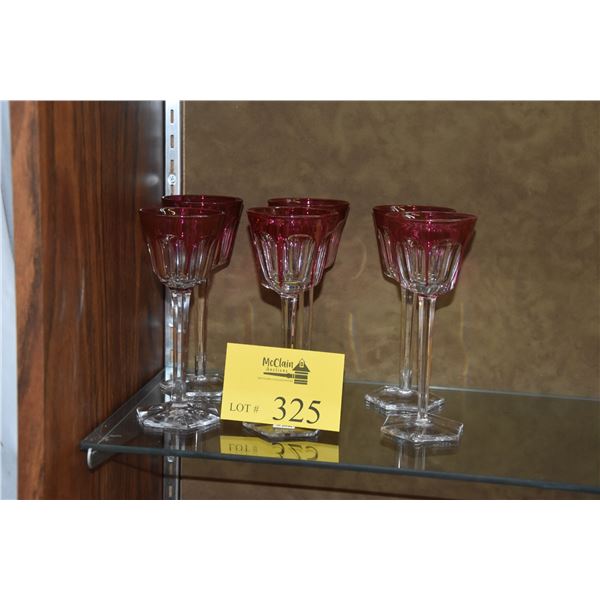 BACCARAT CRYSTAL HARCOURT RHINE WINE GLASSES, ROSE COLOR (6 PCS)