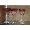 Image 2 : BACCARAT CRYSTAL HARCOURT RHINE WINE GLASSES, ROSE COLOR (6 PCS)