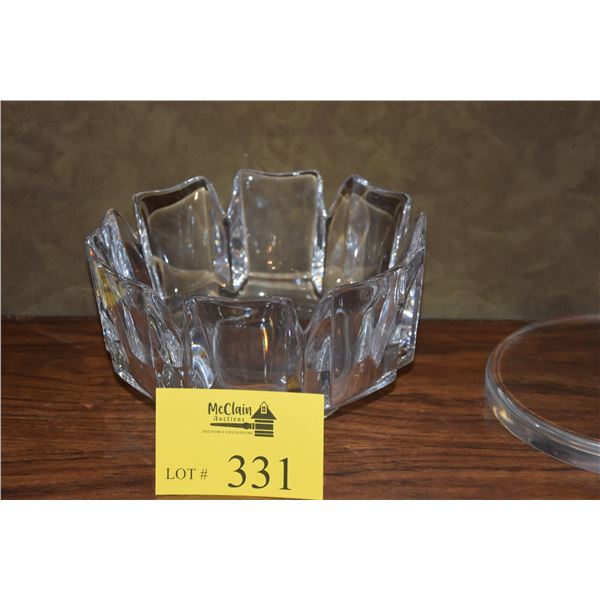 9" VINTAGE ORREFORS "CORONA" PATTERN CRYSTAL BOWL