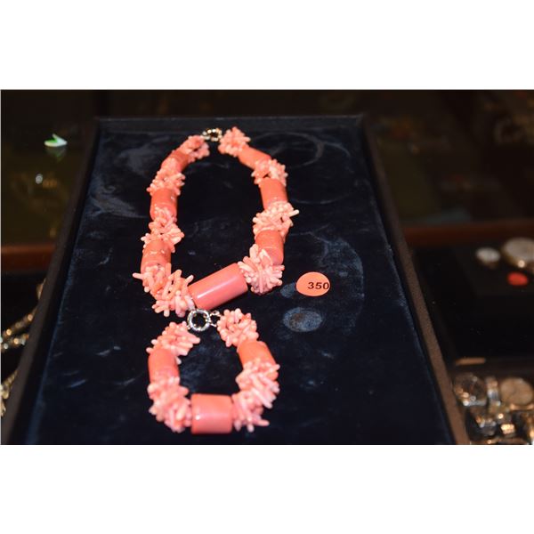 CORAL BEAD NECKLACE & BRACELET (2 PCS)