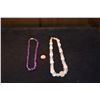 Image 1 : ROSE QUARTZ & CRYSTAL NECKLACE & AMETHYST BEAD NECKLACE W/14K CLASP (2 PCS)