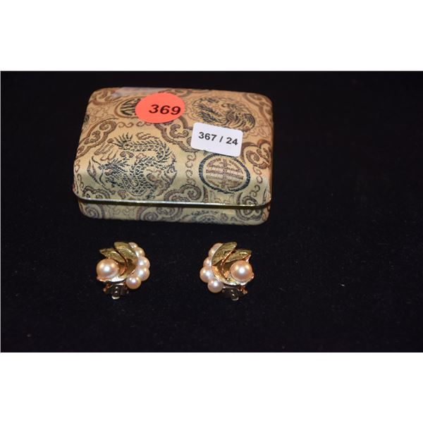 14K PEARL EAR CLIPS W/MING'S BOX