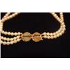 Image 4 : MING'S 14K 3 STRAND AKOYA PEARL NECKLACE W/CARVED "APRICOT" JADE CLASP (1 STRAND DISCONNECTED) W/BOX