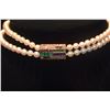 Image 2 : MIKIMOTO CULTURED PEARL NECKLACE W/14K DIAMOND & EMERALD & RUDY ENHANCER/PENDANT